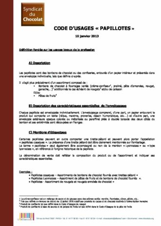 Codes d'usages papillotes